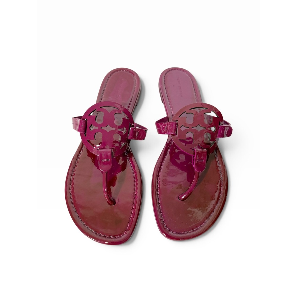 Tory Burch Miller Womens Fuchsia Spark Patent Leather Sandals Size 10